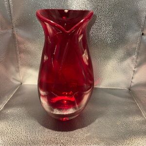 Vintage 60’ Elegant Ruby Red Glass Vase